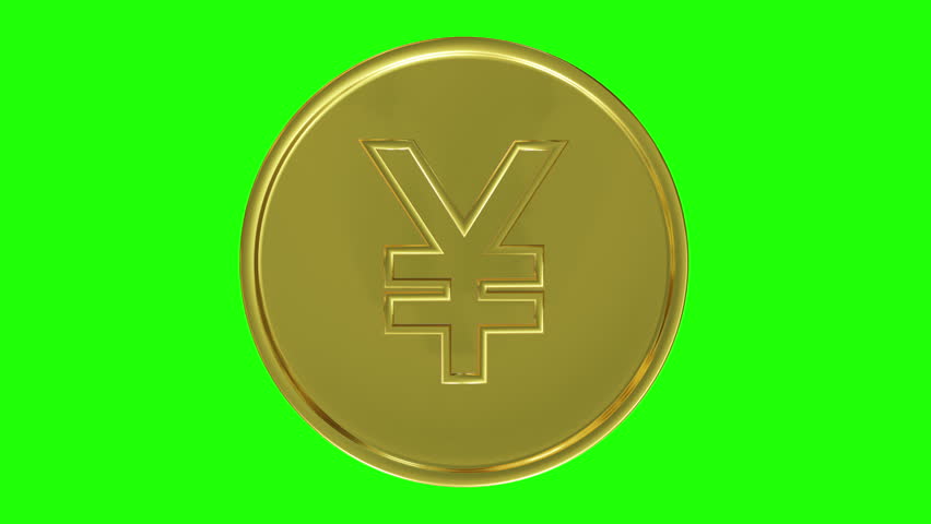 3d animated yen coin with green screen and alpha screen Royalty-Free Stock Footage #1111290001