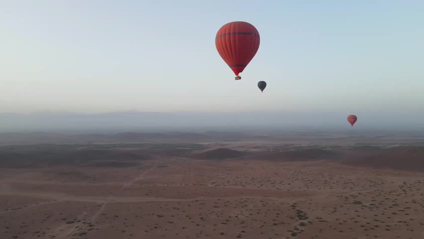 alone in the world in a hot air balloon in Morocco Royalty-Free Stock Footage #1111297129