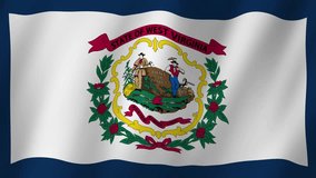 West Virginia Flag. Flag of West Virginia footage video waving in wind. West Virginia State Flag 4K Animation