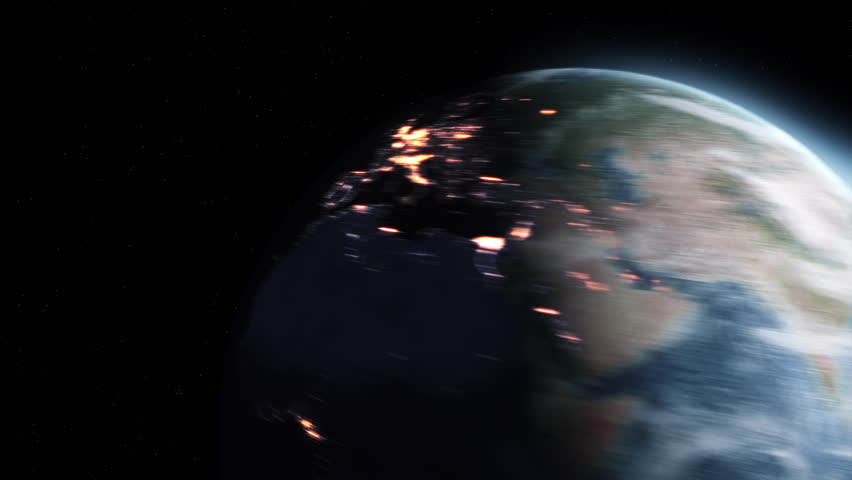 Beautiful Zoom to Earth. View from Space Satellite Planet Moving Fast to Camera. Flying in Space Looking at the Earth Cities Lights at Night. Planet Moving in Orbit 3d Animation Technology Concept 4k. | Shutterstock HD Video #1111306207