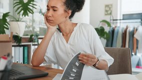 Fashion designer, laptop or anxiety stress in studio, retail store or manufacturing boutique with kpi data analysis, documents or paper. Seamstress, creative or clothes worker with technology burnout - Powered by Shutterstock - Get 15% off with code: PIKWIZARD15