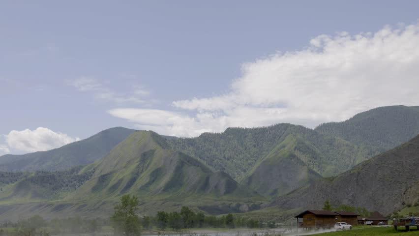 video with clouds mooving above rocks. majestic mountain landscape timelapse
