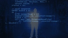 Animation of data processing over human silhouette on blue background. Global science, computing and data processing concept digitally generated video. - Powered by Shutterstock - Get 15% off with code: PIKWIZARD15