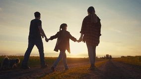 happy family in park at sunset. people group father and daughters walking in nature at sunset in the park. friendly lifestyle family kid dream concept. fathers day concept - Powered by Shutterstock - Get 15% off with code: PIKWIZARD15