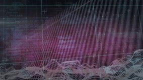 Animation of data processing over grid network against digital wave on pink background. Computer interface and business technology concept - Powered by Shutterstock - Get 15% off with code: PIKWIZARD15