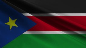 South Sudan Waving Flag wind close-up, Sudan Flag Waving Animation,
Flag of South Sudan footage video waving in wind.  Concept of Independence Day, 9th July, South Sudan Celebration.
