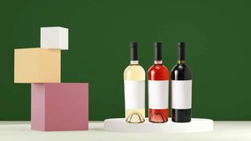 product promotion background and wine bottles with empty labels for advertising and promote products .