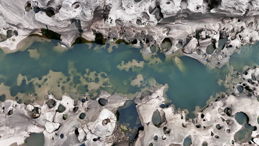 Aerial view of Sam Phan Bok in Ubon ratchathani, Thailand. Grand canyon of Thailand.