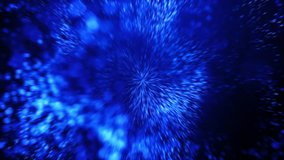 Glowing Digital Blue Particles in Motion - Abstract Blurred Decoration Video Loop Background Animation