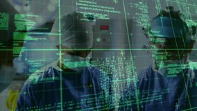 Animation of data processing over diverse surgeons in hospital. Global medicine, healthcare services, computing and data processing concept digitally generated video. - Powered by Shutterstock - Get 15% off with code: PIKWIZARD15