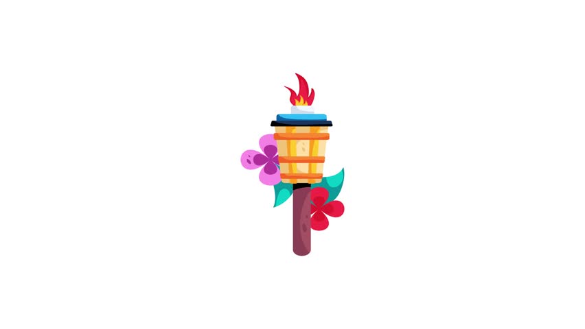 Easy to edit flat icon animation of tiki torch 