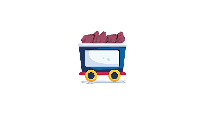 Trendy flat icon animation of a mining cart 