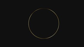 Minimal elegant lines golden circle frame motion design on dark background