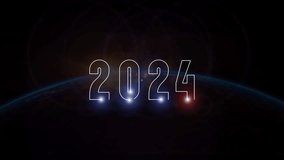 2024 New year text effect Cinematic Title Trailer animation. 2024 animation Isolated on earth background, Festive illustration of 2024 Realistic sign. Holiday - Powered by Shutterstock - Get 15% off with code: PIKWIZARD15