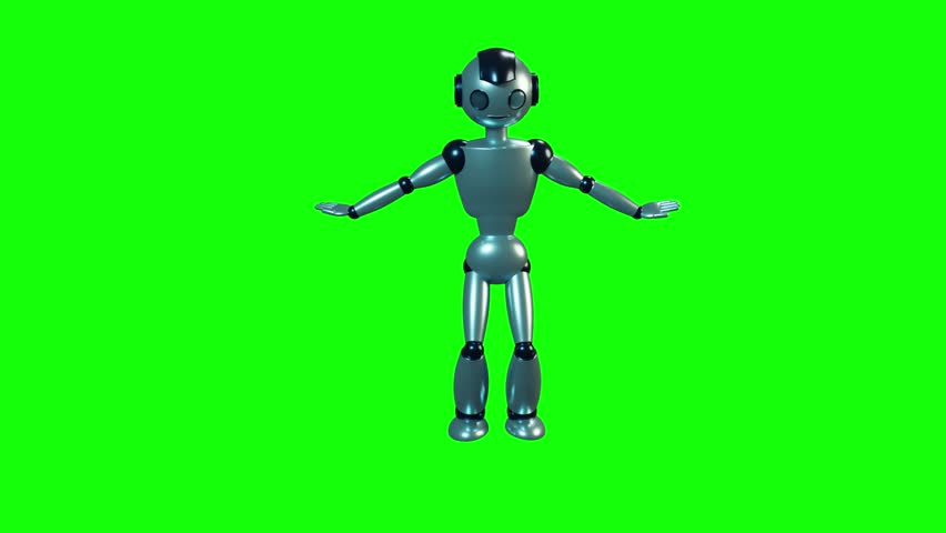 Smiling happy toy robot dancing 3d render green screen loop seamless Royalty-Free Stock Footage #1111342753