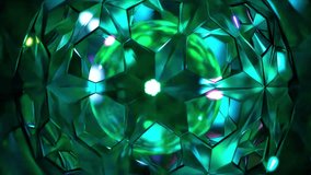 Abstract background 3D animation shiny glass and metal reflective objects movement rotation play of light.