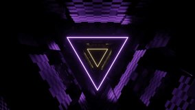 Purple and Yellow Triangle Neon Tunnel Background VJ Loop in 4K