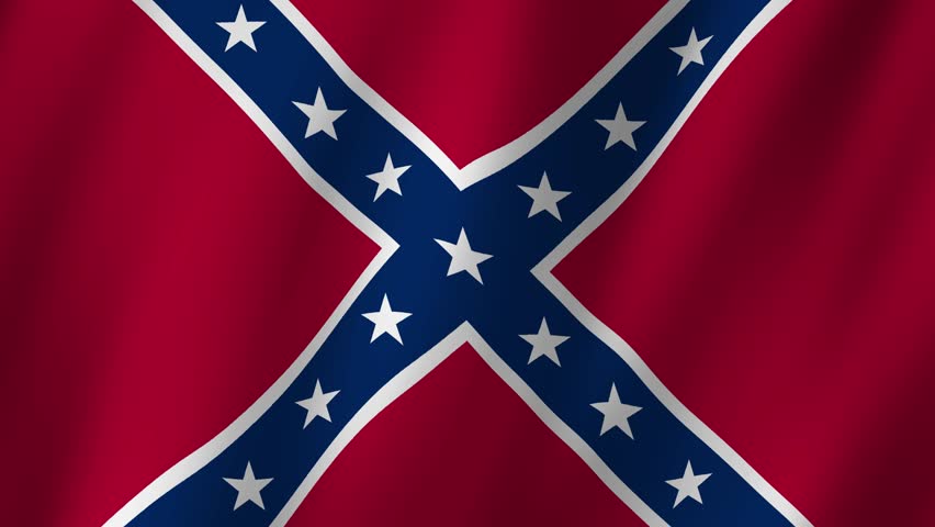 Flag of Confederate States of America footage video waving in wind. Confederate States of America Flag. 4K Animation