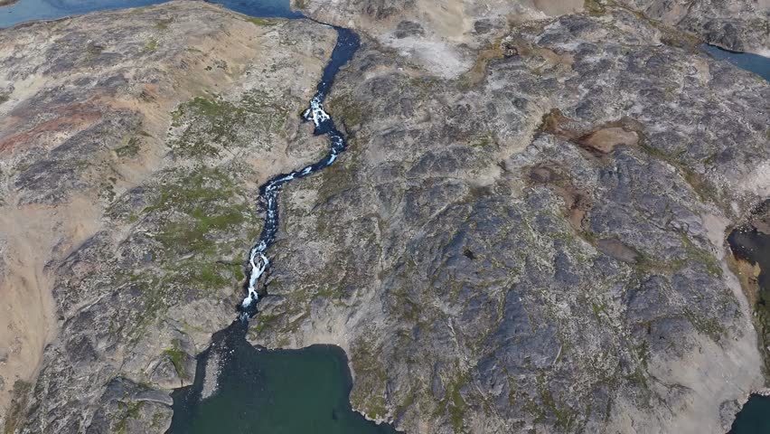 aerial view of Tasiilaq town and mountains in Greenland, arctic ocean