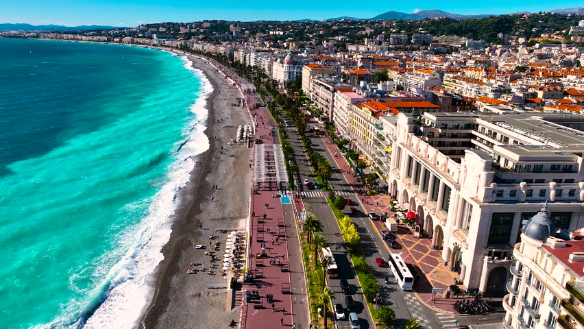 Aerial view of Nice, Nice, the capital of the Alpes-Maritimes department on the French Riviera