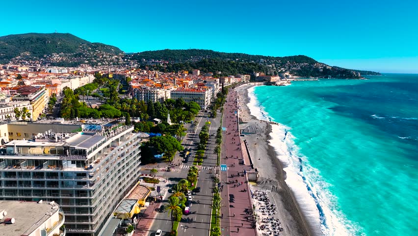Aerial view of Nice, Nice, the capital of the Alpes-Maritimes department on the French Riviera