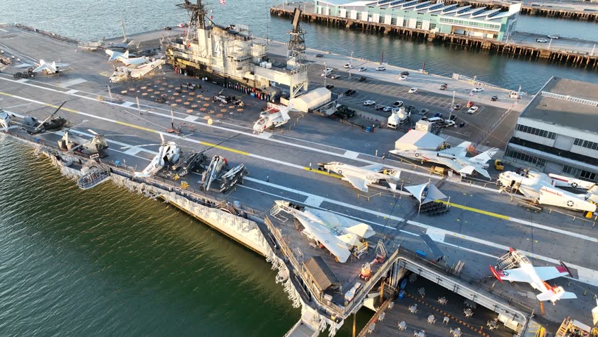 Uss Midway At San Diego In California United States. Scenic Downtown Cityscape. Urban Coastal. Uss Midway At San Diego In California United States.