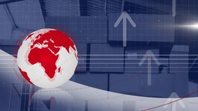 Animation of camera shutter effect over spinning globe, arrow icons against stack of boxes. Global networking and logistics business technology concept - Powered by Shutterstock - Get 15% off with code: PIKWIZARD15