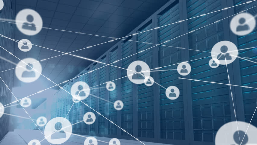 Animation of network of profile icons and binary coding against computer server room. Global networking and business data storage technology concept - Powered by Shutterstock - Get 15% off with code: PIKWIZARD15