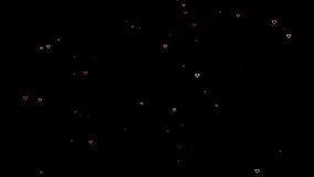 Hearts moving background, shiny hearts, love and marriage concept, moving heart shape particles face direction for marriage and anniversary background for your videos