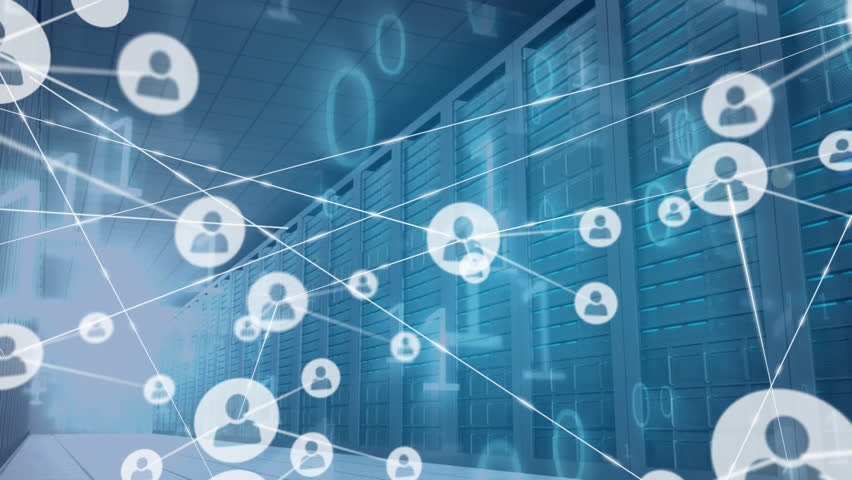 Animation of network of profile icons and binary coding against computer server room. Global networking and business data storage technology concept - Powered by Shutterstock - Get 15% off with code: PIKWIZARD15