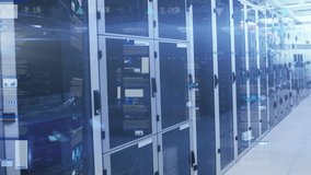 Animation of interface with statistical data processing against computer server room. Computer interface and business data storage technology concept - Powered by Shutterstock - Get 15% off with code: PIKWIZARD15