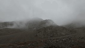 A Video where Clouds are scattered all over the ranges of Ladakh, India