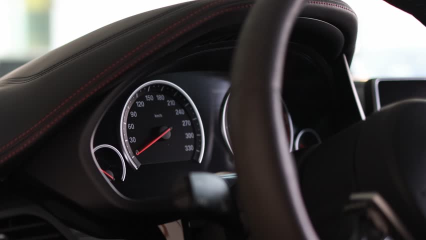 The black interior of a luxury car. Royalty-Free Stock Footage #1111365717