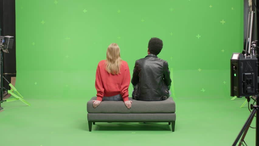GREEN SCREEN Multi-racial couple pretending they are visiting a museum or art exhibition  | Shutterstock HD Video #1111372297