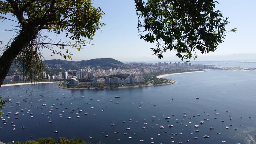 Panoramic view of the city from the top of the Sugar Loaf mountain in Rio de Janeiro Brazil