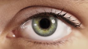 
Beautiful Macro Shot of Green Woman Eye Blinking. Pupil Opening. Zoom in to a Back Frame. Healthy Eyesight concept. Make up. - Powered by Shutterstock - Get 15% off with code: PIKWIZARD15