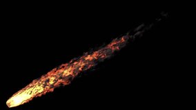 Falling meteor loop with black smoke and fire isolated by alpha channel - Powered by Shutterstock - Get 15% off with code: PIKWIZARD15