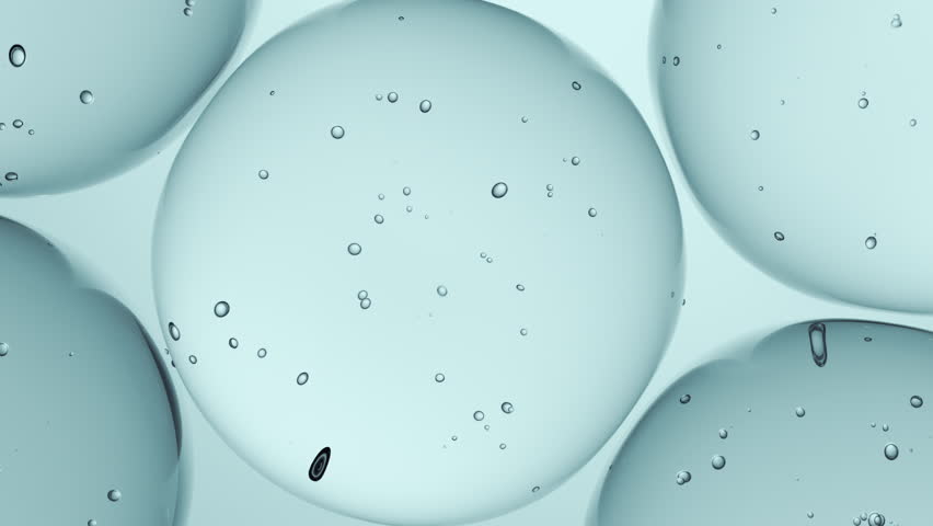 Cosmetics blue serum liquid bubbles 3d abstract background. Cosmetic moisturizer essence gel. Collagen fluid bubble molecule. Moisturizing cream or oil for personal health care and beauty skin concept