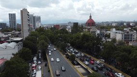 traffic in the city of mexico in mexico aerial view