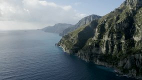 Beautiful Positano, Italy. Amalfi Coast. 4k aerial drone footage.