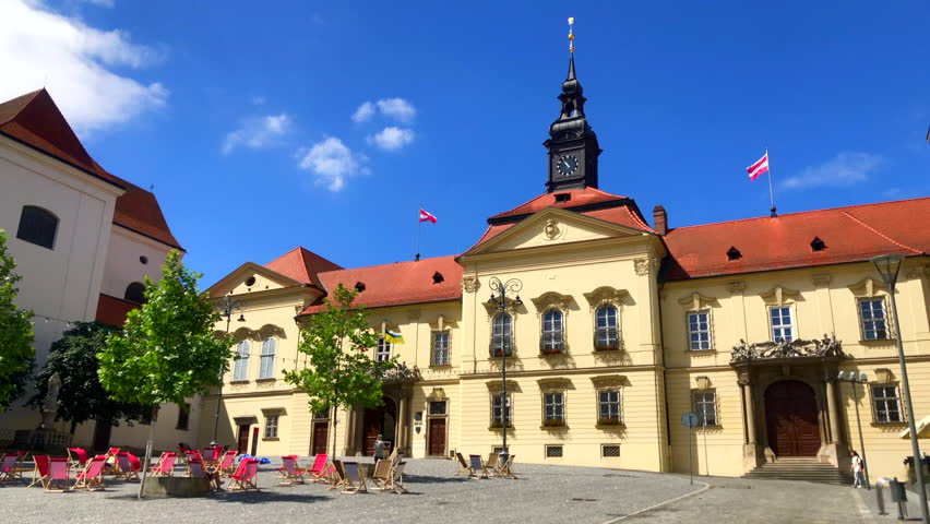 City square. Baroque style buildings. Dominican square. Brno, Czech Republic.