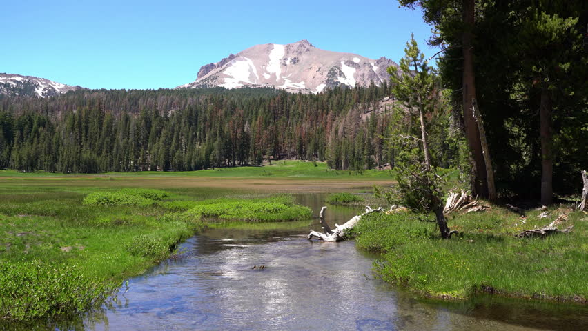Lassen Volcanic National Park Kings Creek Meadow and Lassen Peak California USA