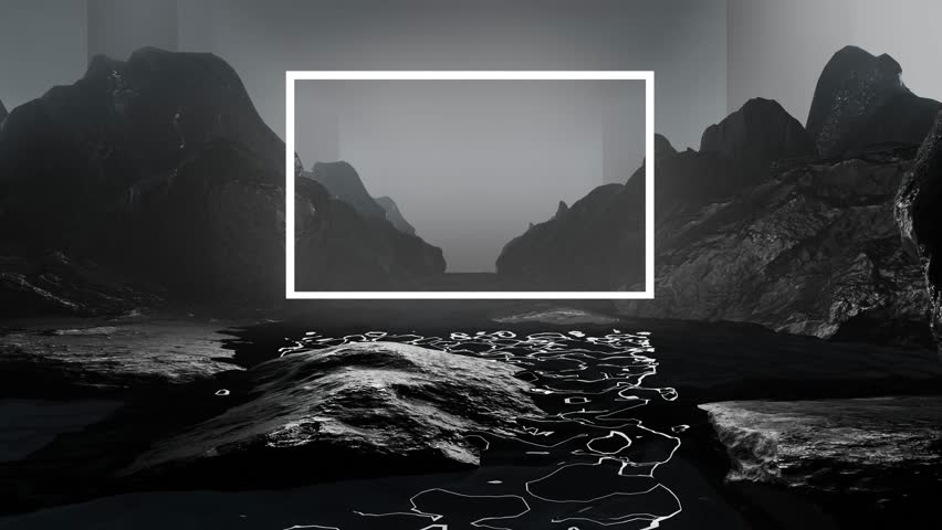A looping animation of a 3D landscape, mountains in the haze. swamp in the fog. Dark misty river. 3d render | Shutterstock HD Video #1111407439