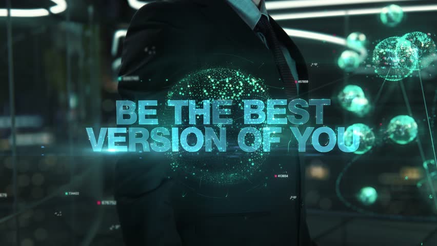 Be The Best Version Of You- businessman working with virtual reality at office.