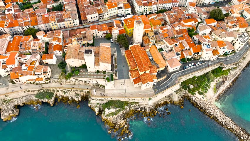 Aerial view of Antibes, a resort town between Cannes and Nice on the French Riviera