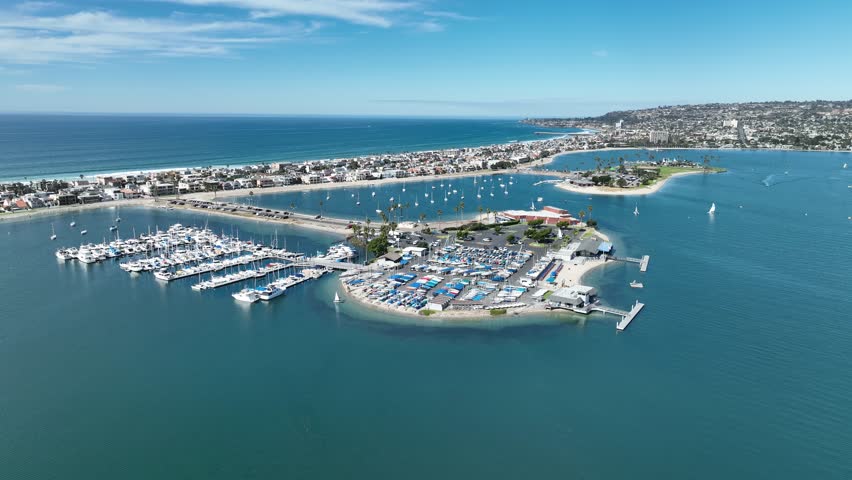 Mission Bay At San Diego In California United States. Paradisiac Beach Scenery. Seascape Landmark. Mission Bay At San Diego In California United States.