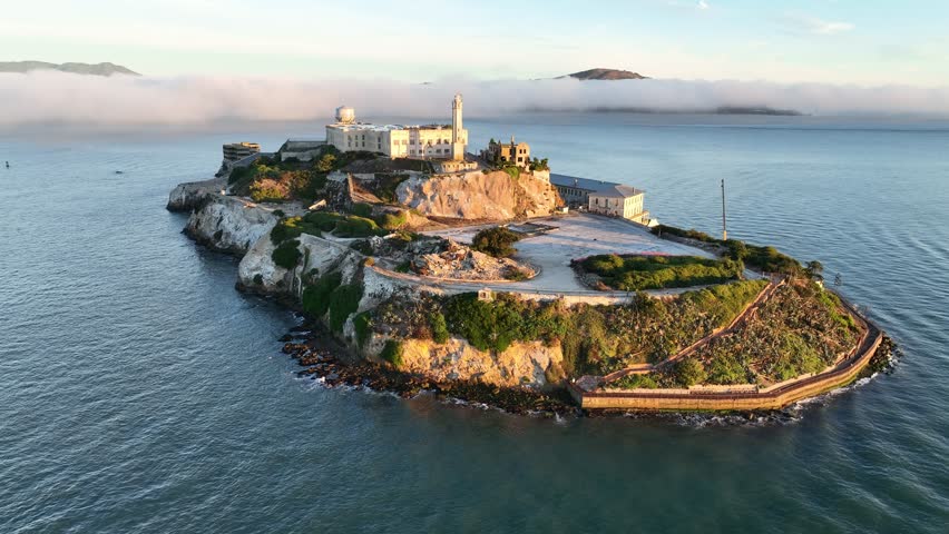 Alcatraz Island At San Francisco In California United States. Megalopolis Downtown Cityscape. Business Travel. Alcatraz Island At San Francisco In California United States.