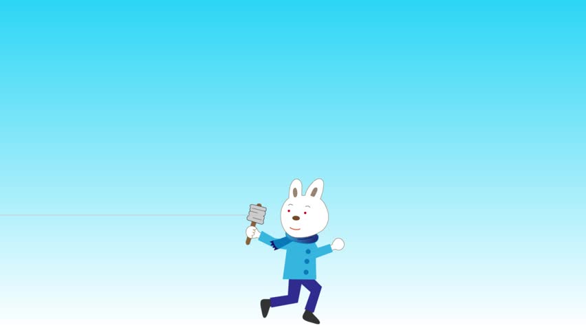 This is a video material of the New Year's card for 2024. A rabbit is flying a kite with a picture of a dragon. The meaning of the Japanese text is Happy New Year, I hope you have a good year as well. Royalty-Free Stock Footage #1111431293