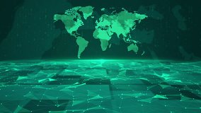 Abstract plexus world map green code code of cyber security business