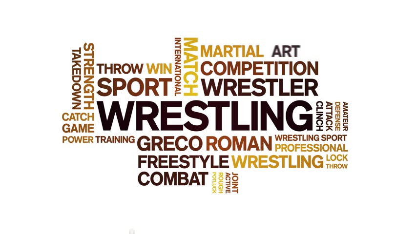 Wrestling animated word cloud,text design animation tag kinetic typography seamless loop.  | Shutterstock HD Video #1111437017